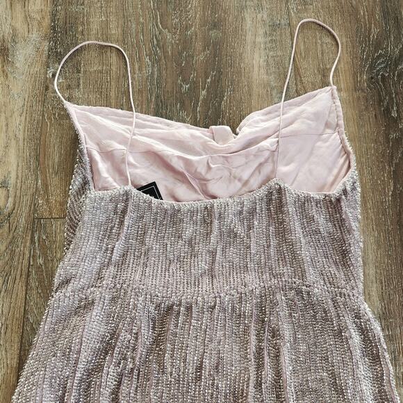Retrofete Katya Dress in Dusty Lilac Size XL Maxi Sequins Cowl Neck Sleeveless - Picture 7 of 13